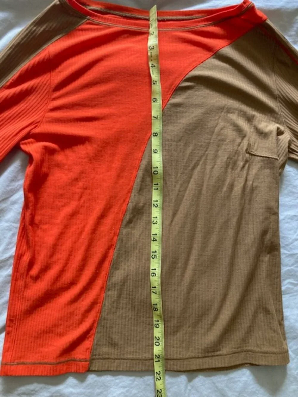 Lululemon Asymmetrical Ribbed Cotton Long Sleeve Top Bold Beige / Solar Orange